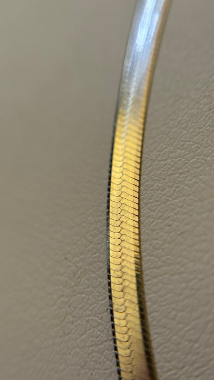 Cadena Omega Plana , Serpentina - Plata 925