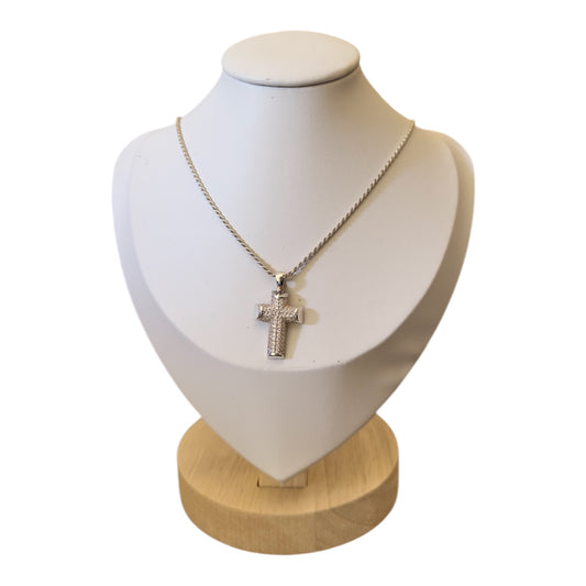 Cadena con Dije Cruz con circones - Plata 925